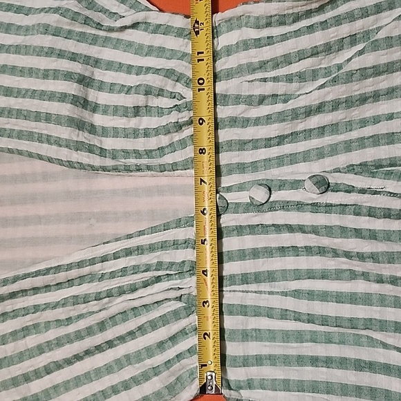 SPRING BOHO Lovers +FRIENDS Striped Green and White Romper, - Picture 12 of 14